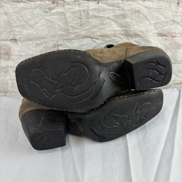 Born Women's 6 Rascal Brown Leather Pull-on Heel Ankle Booties - Picture 13 of 13